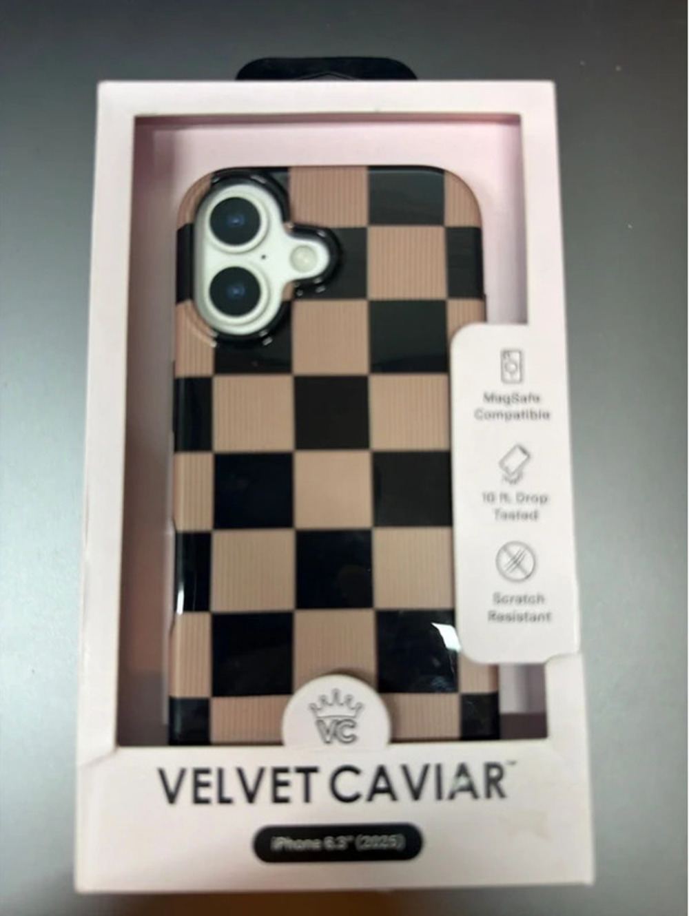 Velvet Caviar Black Beige Checkered iPhone 17 MagSafe Case New